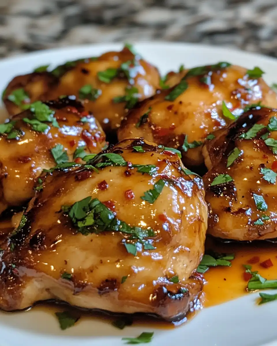 Sauce ingredients whisked and poured over crispy browned chicken thighs in pressure cooker