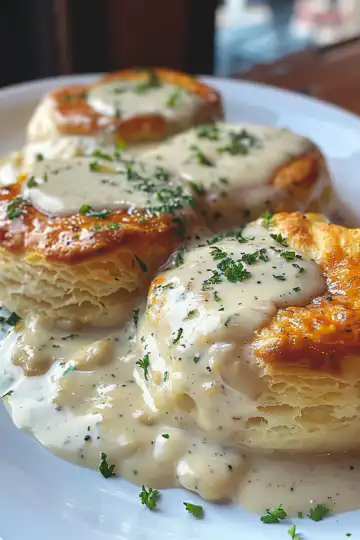 Tasty Chicken Biscuits And Gravy taken with iphone 15 pro max --iw 2 --ar 4:5 --v 6.0 --raw