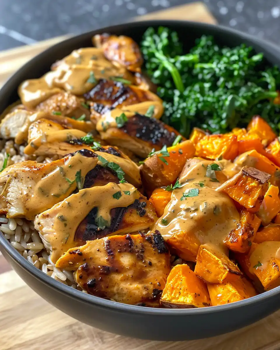 Ingredients for maple dijon chicken sweet potato bowl with apple and nuts