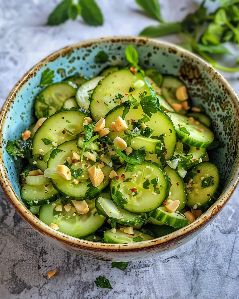 Ingredients for Thai cucumber salad including cucumbers, shallots, and red Thai chile peppers