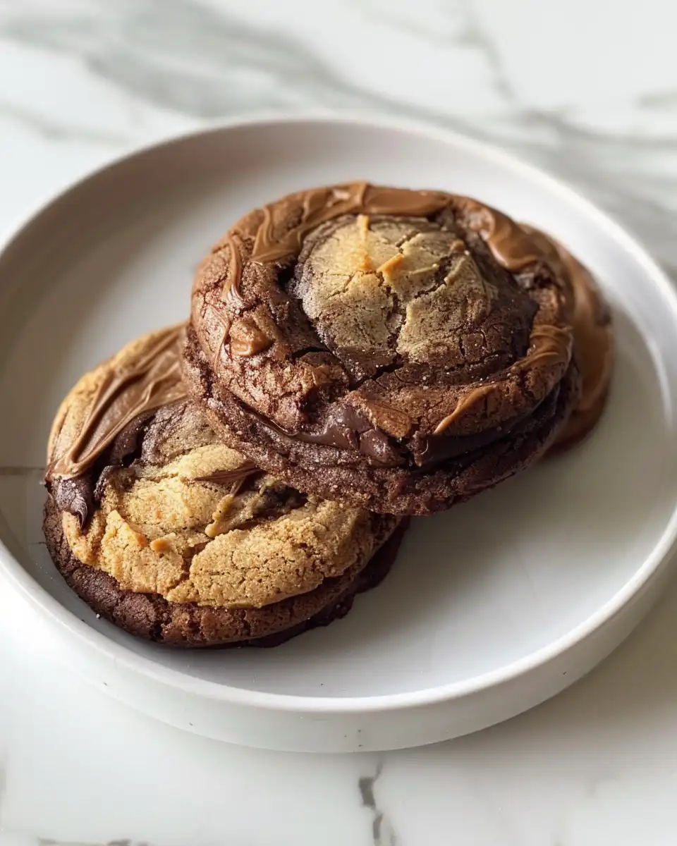 Peanut butter and chocolate swirl cookie ingredients on table