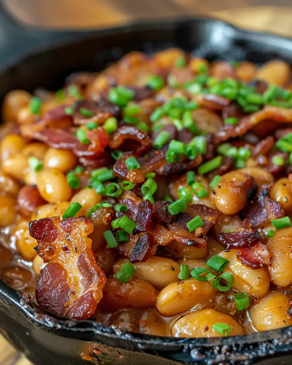 Pressure cooker with brown sugar and bacon baked beans cooking inside