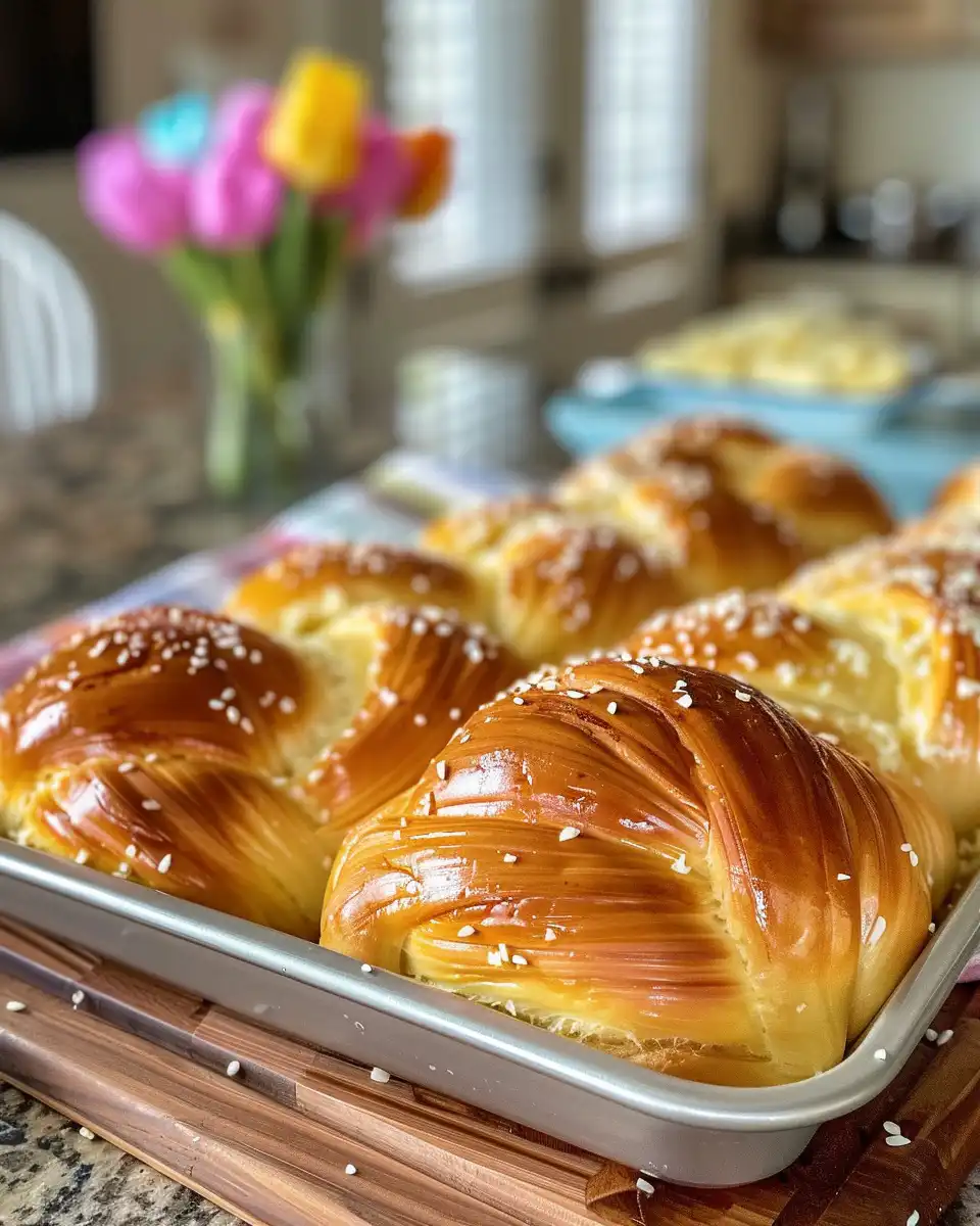 Ingredients for traditional Italian Easter bread lined up on counter