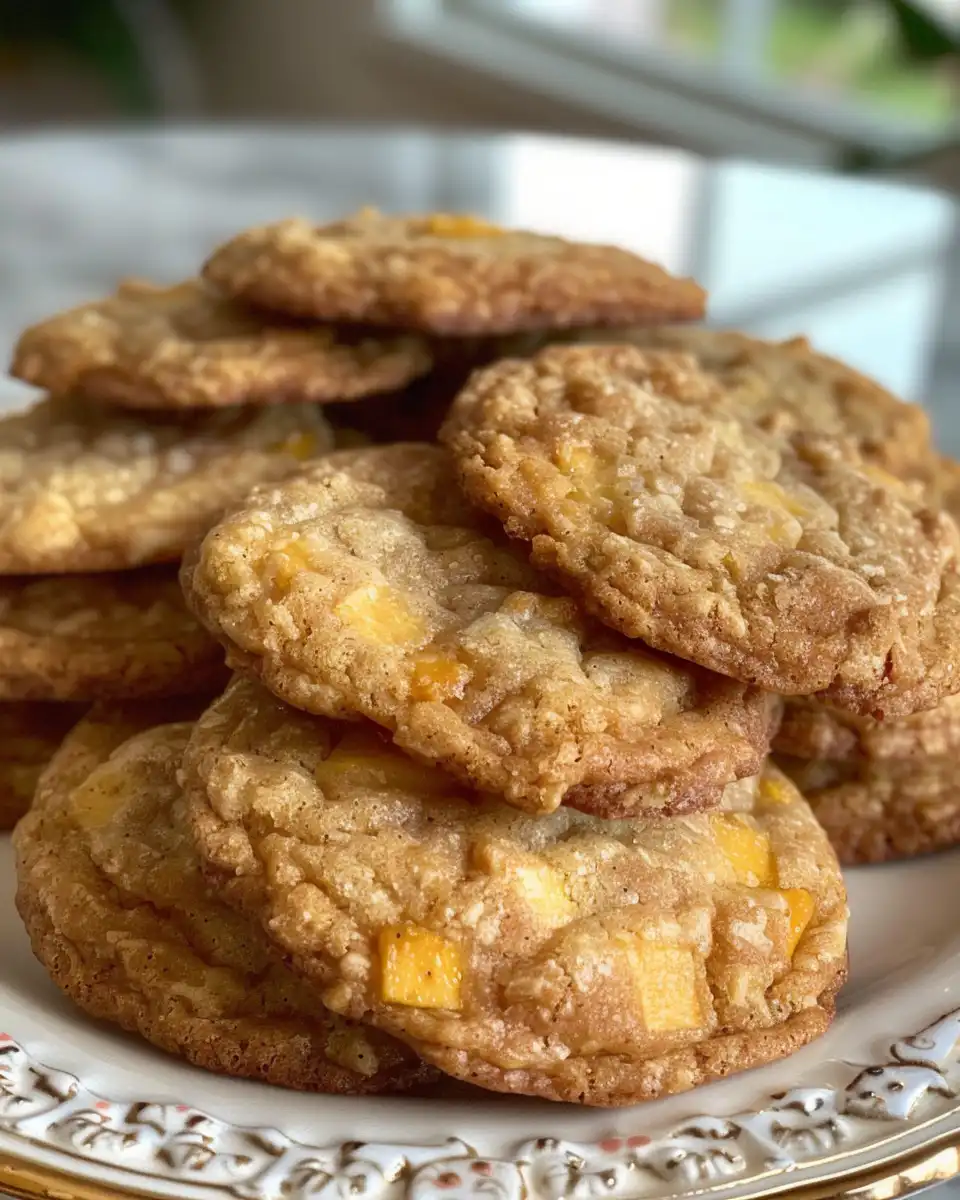 Ingredients for tropical mango cookies including fresh and dried mango