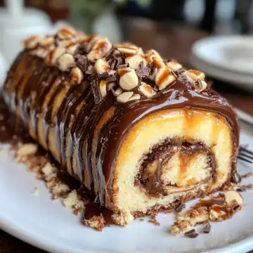 Turtle Caramel Chocolate Cake Roll: Decadent Dessert taken with iphone 15 pro max --iw 2 --ar 4:5 --v 6.1 --raw
