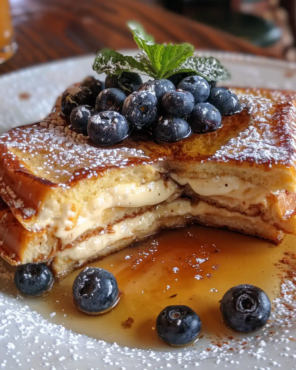 Ingredients for blueberry cheesecake stuffed French toast arranged