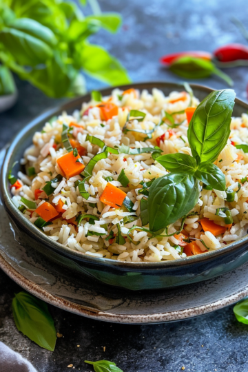 Ultimate Herbed Vegetable Rice Recipe taken with iphone 15 pro max --iw 2 --ar 4:5 --v 6.0 --raw