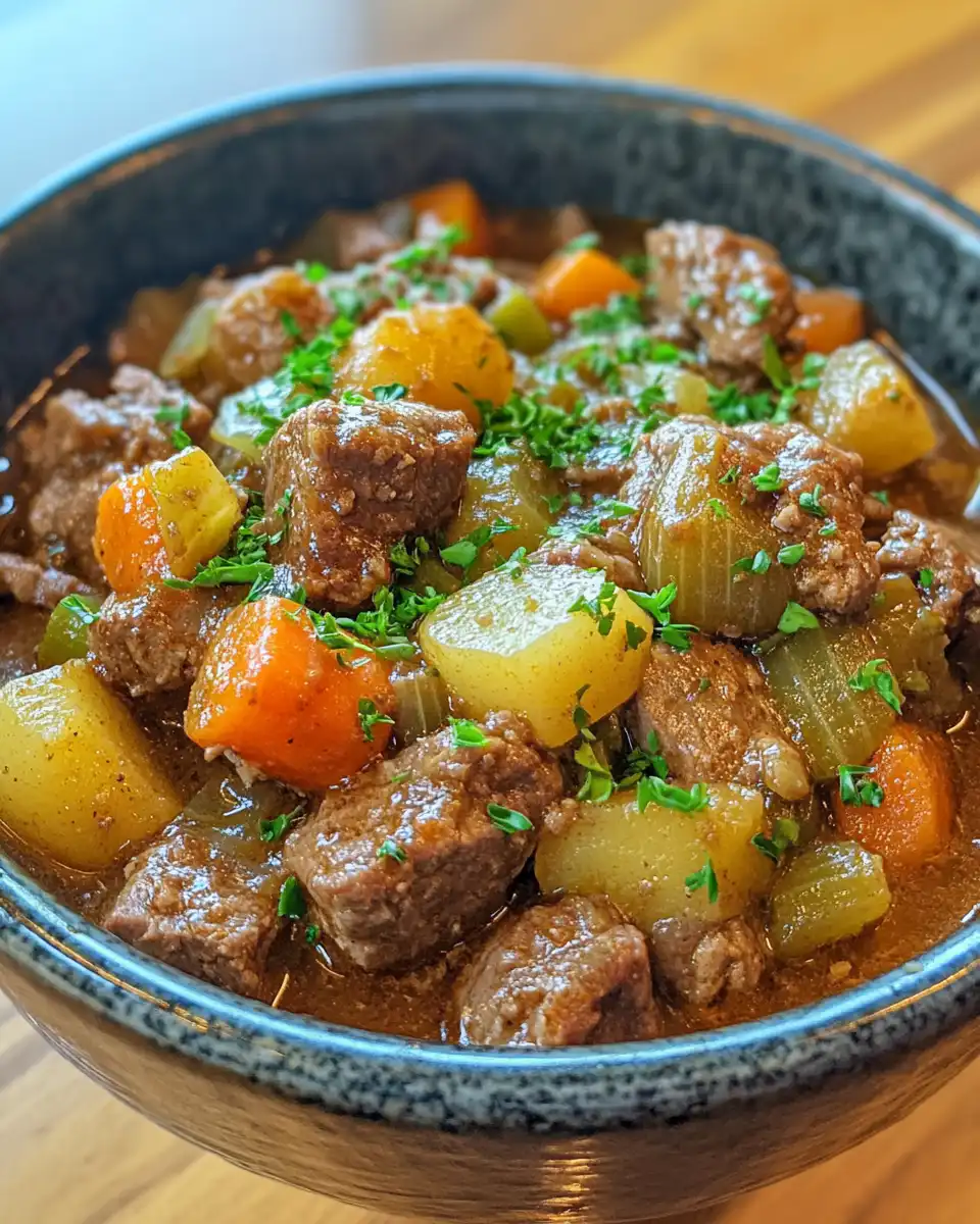 Close-up of a delicious vegetable beef stew