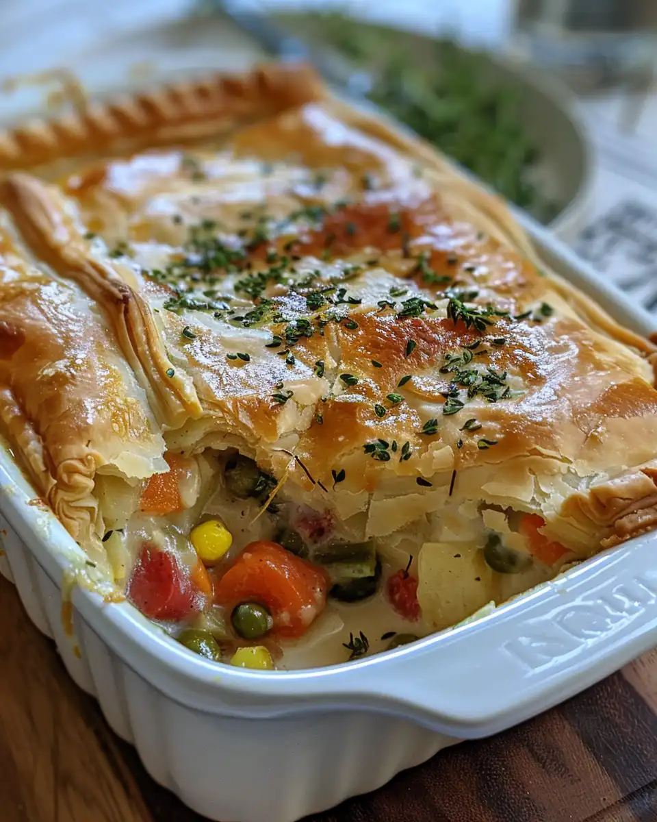Fresh vegetable pot pie ingredients prepared for cooking