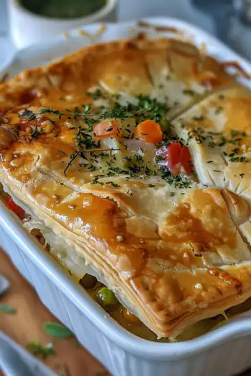 Vegetable pot pie casserole taken with iphone 15 pro max --iw 2 --ar 4:5 --v 6.0 --raw