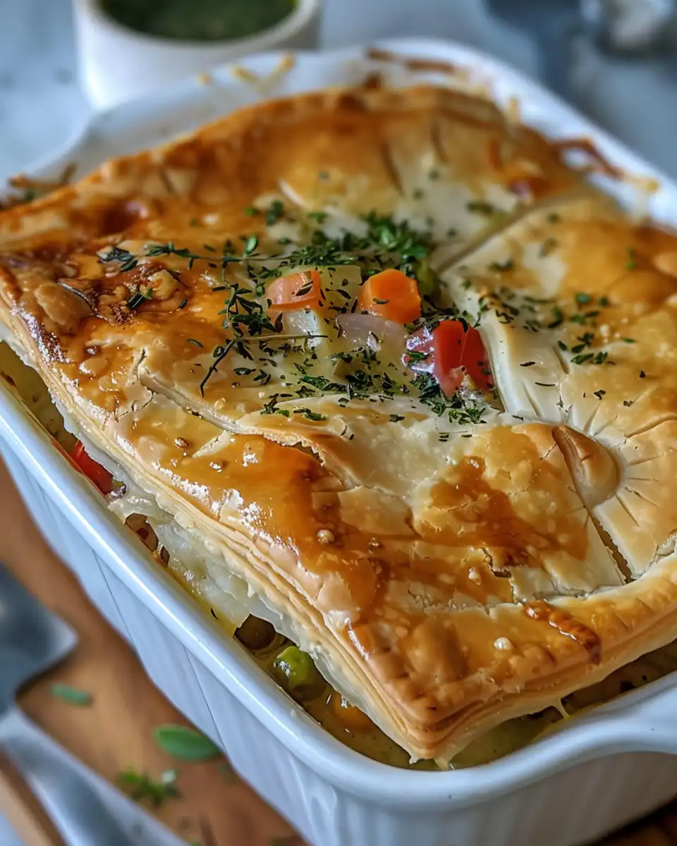 Golden vegetable pot pie casserole fresh from the pressure cooker