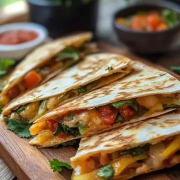 Veggie quesadillas taken with iphone 15 pro max --iw 2 --ar 4:5 --v 6.1 --raw