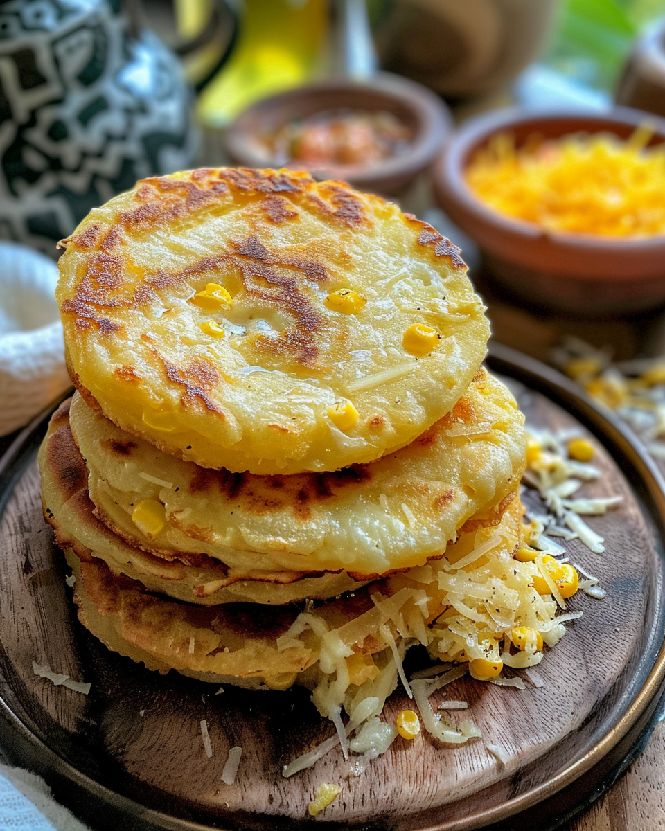 Ingredients including cheese and fresh corn for cachapas batter