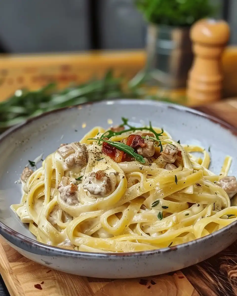 Creamy Turkish pasta served with fresh herbs and cherry tomatoes