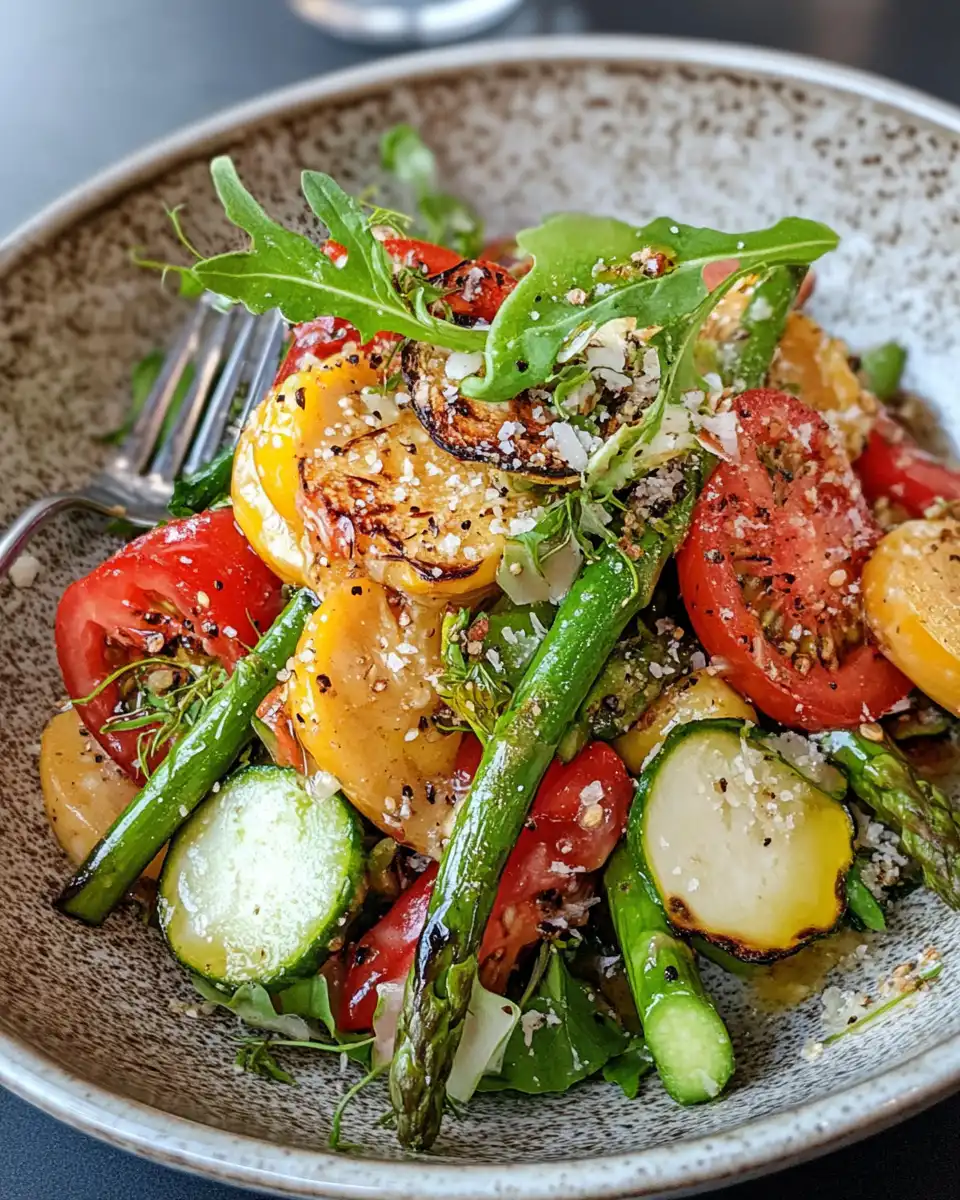 Finished asparagus salad being prepared