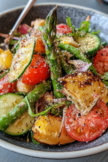 Warm Asparagus Salad taken with iphone 15 pro max --iw 2 --ar 4:5 --v 6.1 --raw