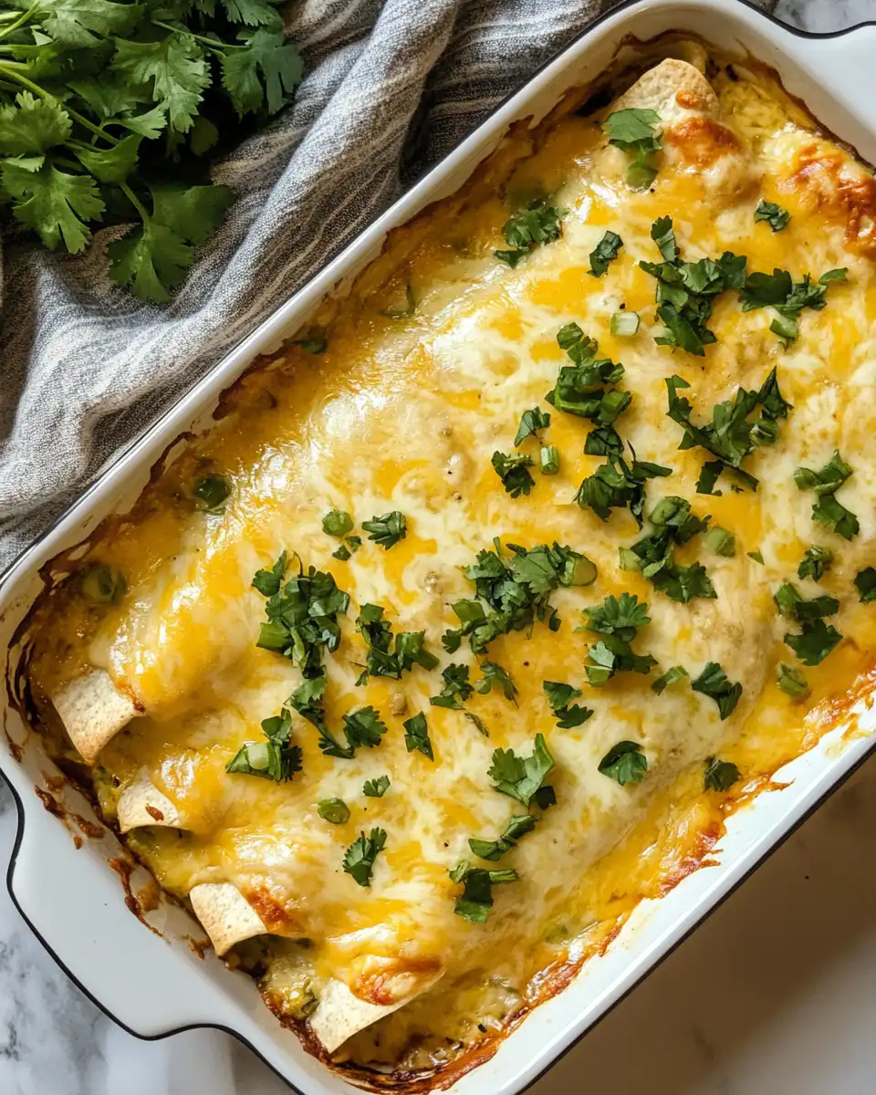 Close-up of cheesy enchilada casserole