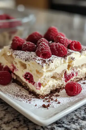 White Chocolate Raspberry Tiramisu taken with iphone 15 pro max --iw 2 --ar 4:5 --v 6.1 --raw