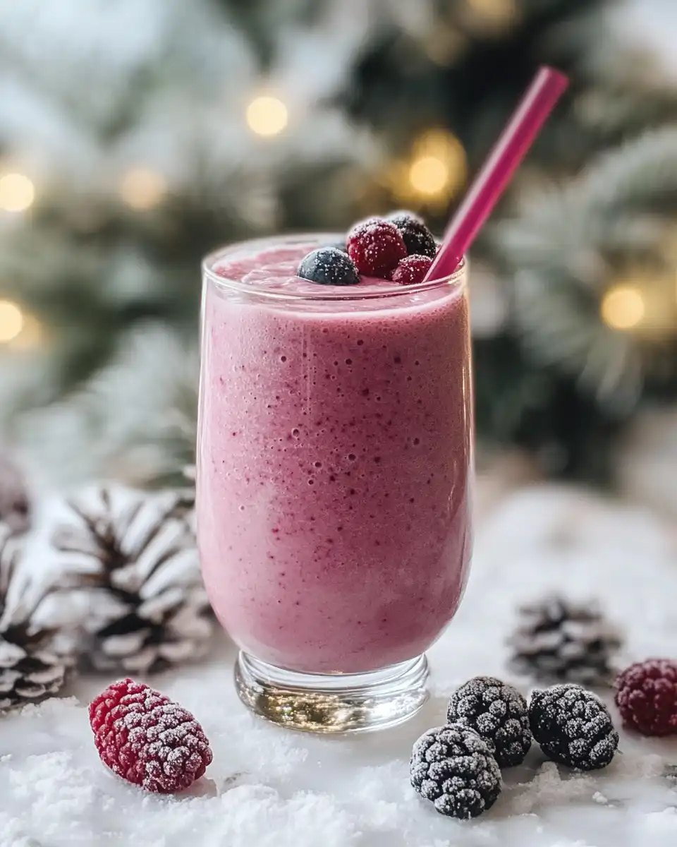 Finished Winter Wonderland Colada smoothie served in a festive glass