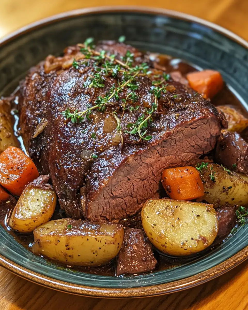 Serving pot roast on a plate
