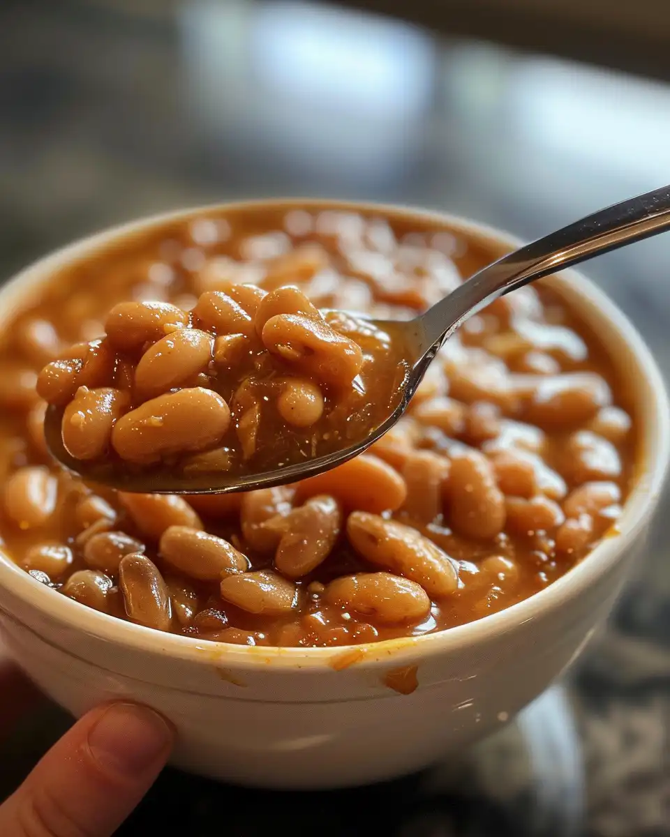 Steam rising from pressure cooker with pork and beans cooking inside