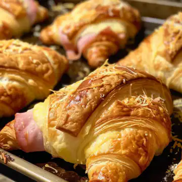 Baked Ham and Cheese Croissants taken with iphone 15 pro max --iw 2 --ar 4:5 --v 6.0 --raw