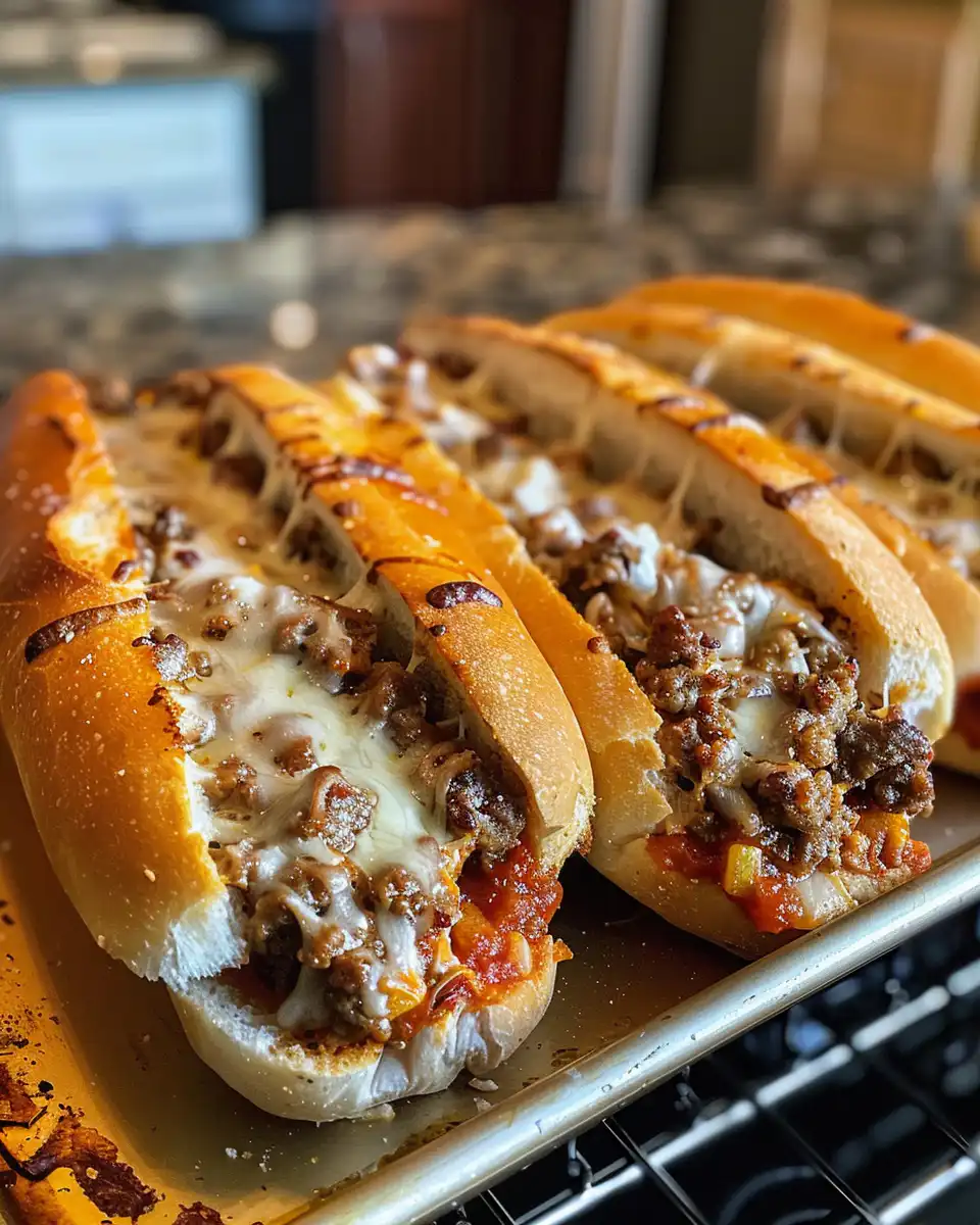 Baked Italian grinder sandwiches fresh from the pressure cooker