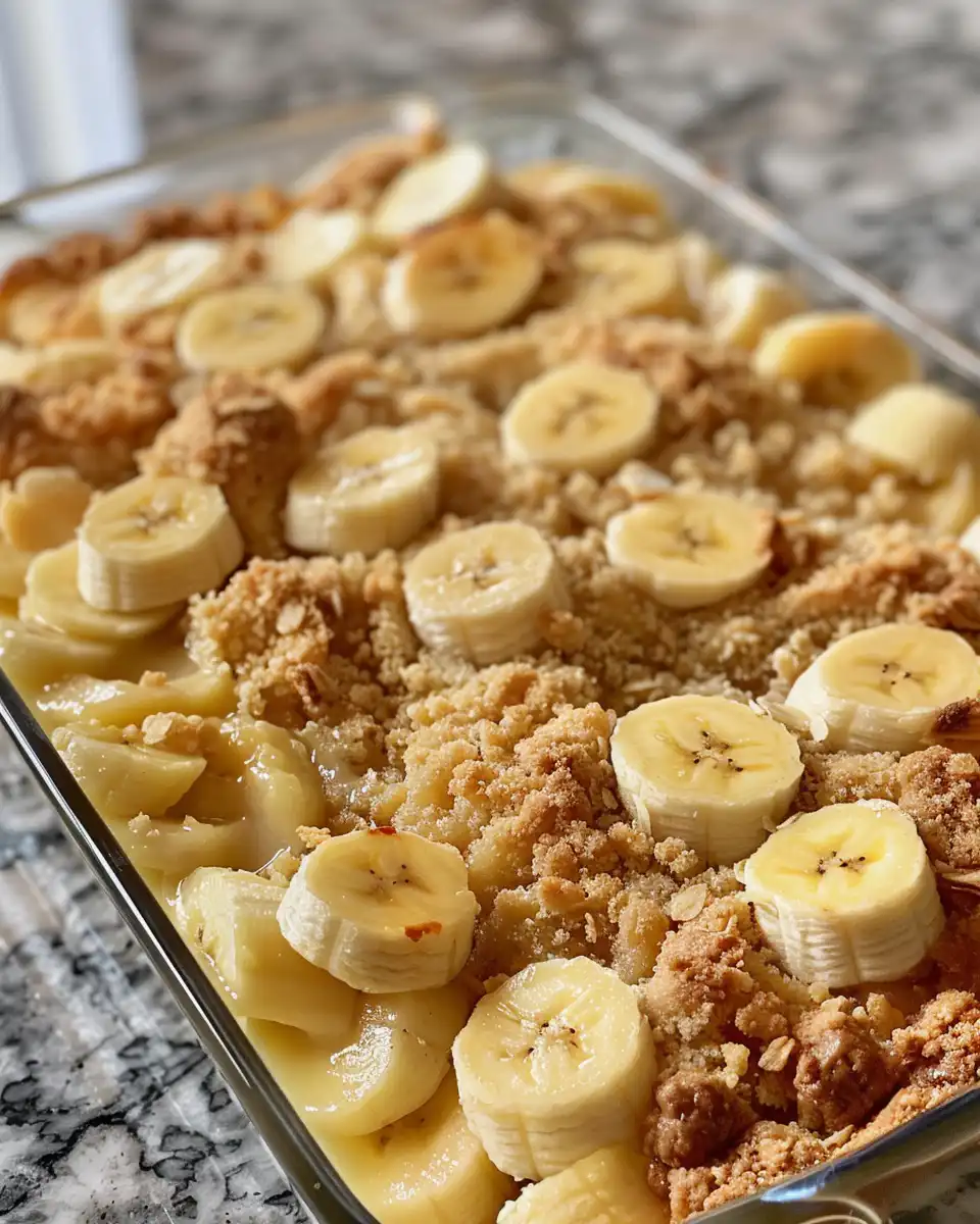 Delicious served banana bread cobbler on a plate ready to eat