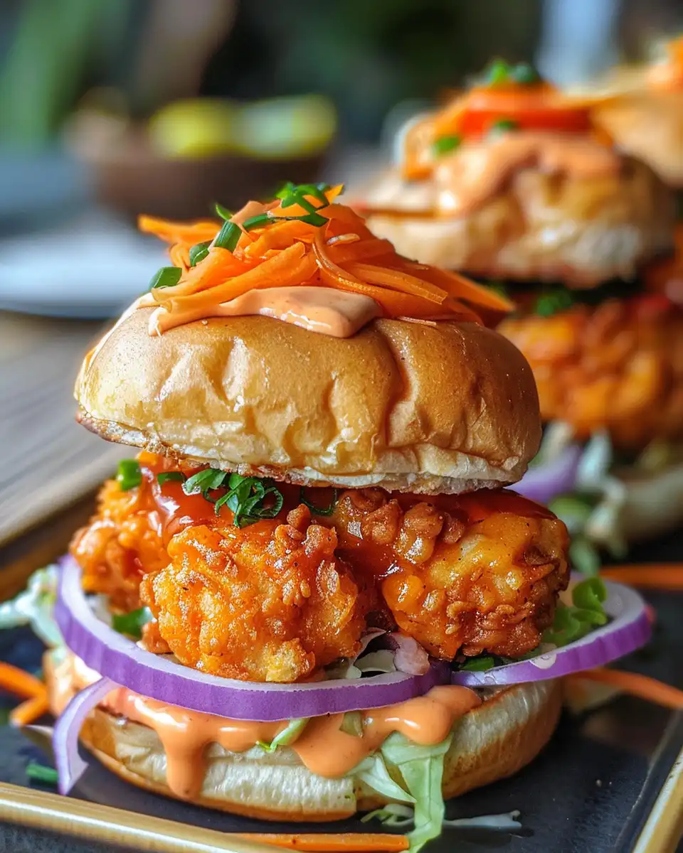 Ingredients and breading process for bang bang chicken sliders
