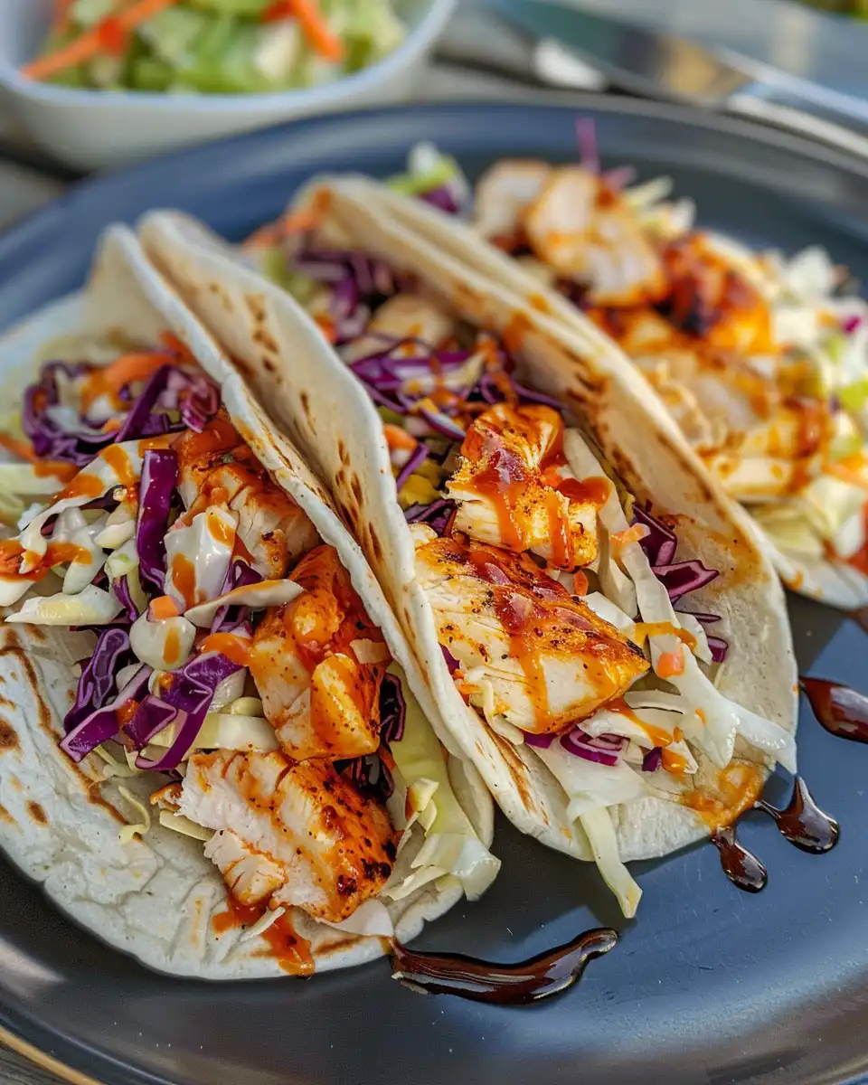 Served BBQ chicken coleslaw wrap cut in half with melty cheese