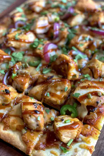 BBQ Chicken Flatbread Pizza taken with iphone 15 pro max --iw 2 --ar 4:5 --v 6.0 --raw
