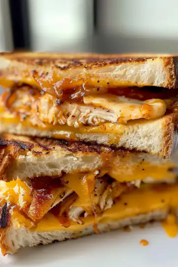 BBQ Chicken Grilled Cheese taken with iphone 15 pro max --iw 2 --ar 4:5 --v 6.0 --raw