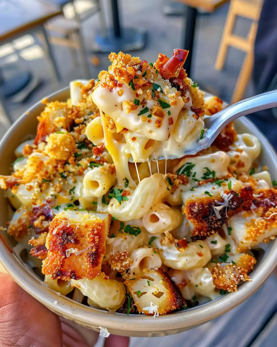Pressure cooker with barbecue chicken mac and cheese bubbling inside