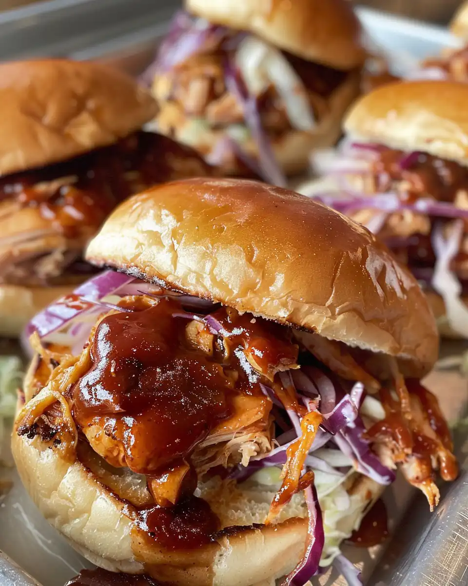 Ingredients for BBQ chicken sliders including shredded chicken, jalapeños, and cheese