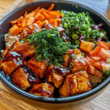 BBQ Chicken Sweet Potato Bowl taken with iphone 15 pro max --iw 2 --ar 4:5 --v 6.0 --raw
