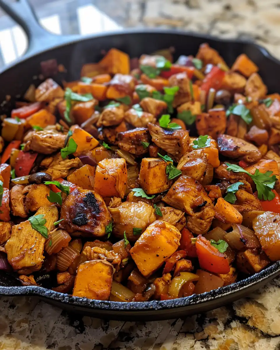 Pressure cooker BBQ chicken thighs with sweet potatoes cooking