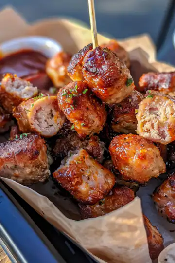 BBQ Smoked Sausage Bites - Great Grub, Delicious Treats taken with iphone 15 pro max --iw 2 --ar 4:5 --v 6.0 --raw