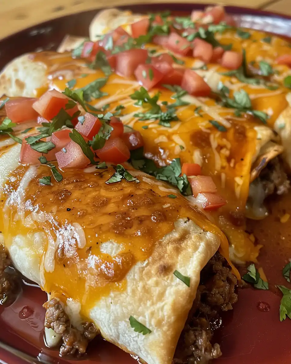 Golden brown chimichangas served on a plate with salsa and sour cream