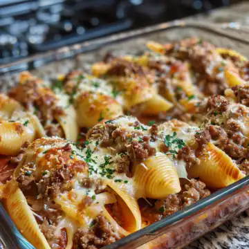 Beef Stuffed Shells with Creamy Ricotta Filling taken with iphone 15 pro max --iw 2 --ar 4:5 --v 6.0 --raw
