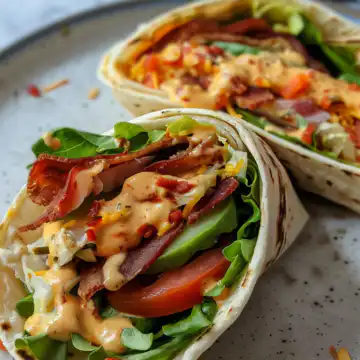 BLT Wraps with Secret Sauce taken with iphone 15 pro max --iw 2 --ar 4:5 --v 6.0 --raw
