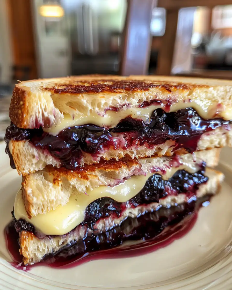 Fresh ingredients including blueberries, balsamic vinegar, honey, basil, and brie cheese