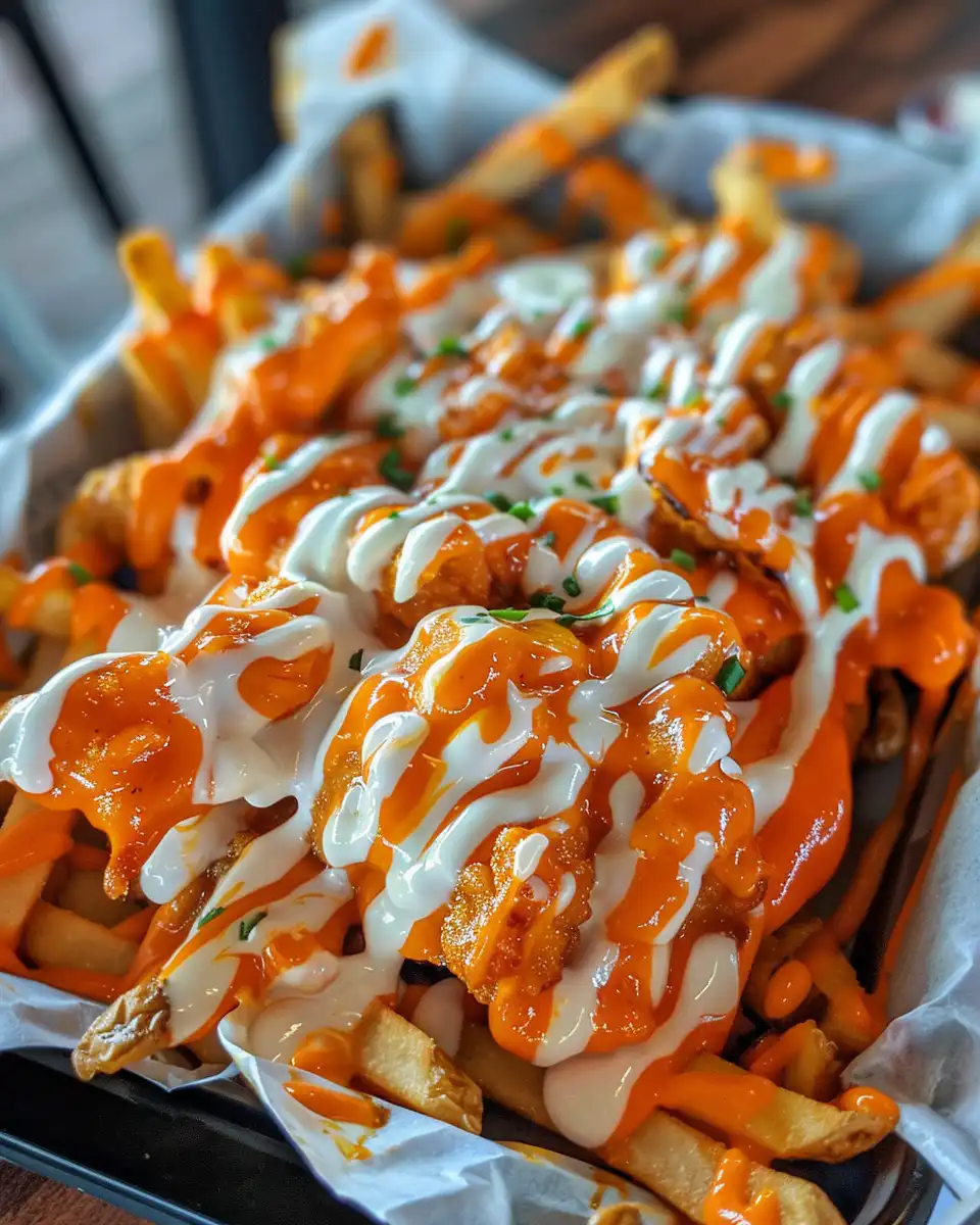 Serving of buffalo chicken fries on a plate ready to enjoy