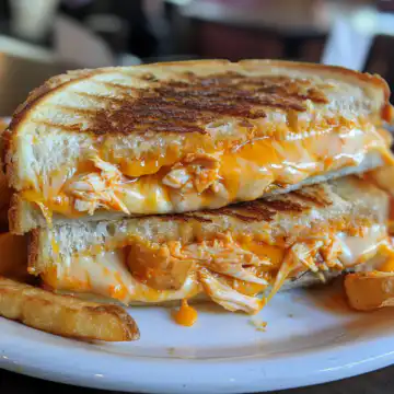 Buffalo Chicken Grilled Cheese Sandwich taken with iphone 15 pro max --iw 2 --ar 4:5 --v 6.0 --raw