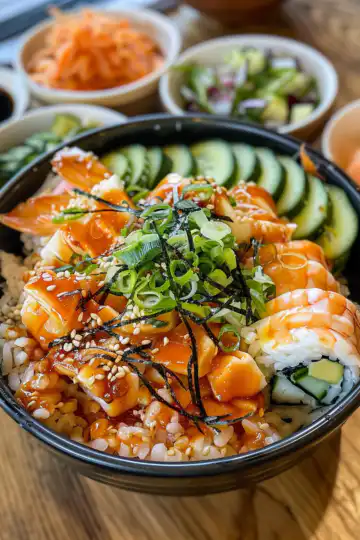 California Roll Sushi Bowls taken with iphone 15 pro max --iw 2 --ar 4:5 --v 6.0 --raw