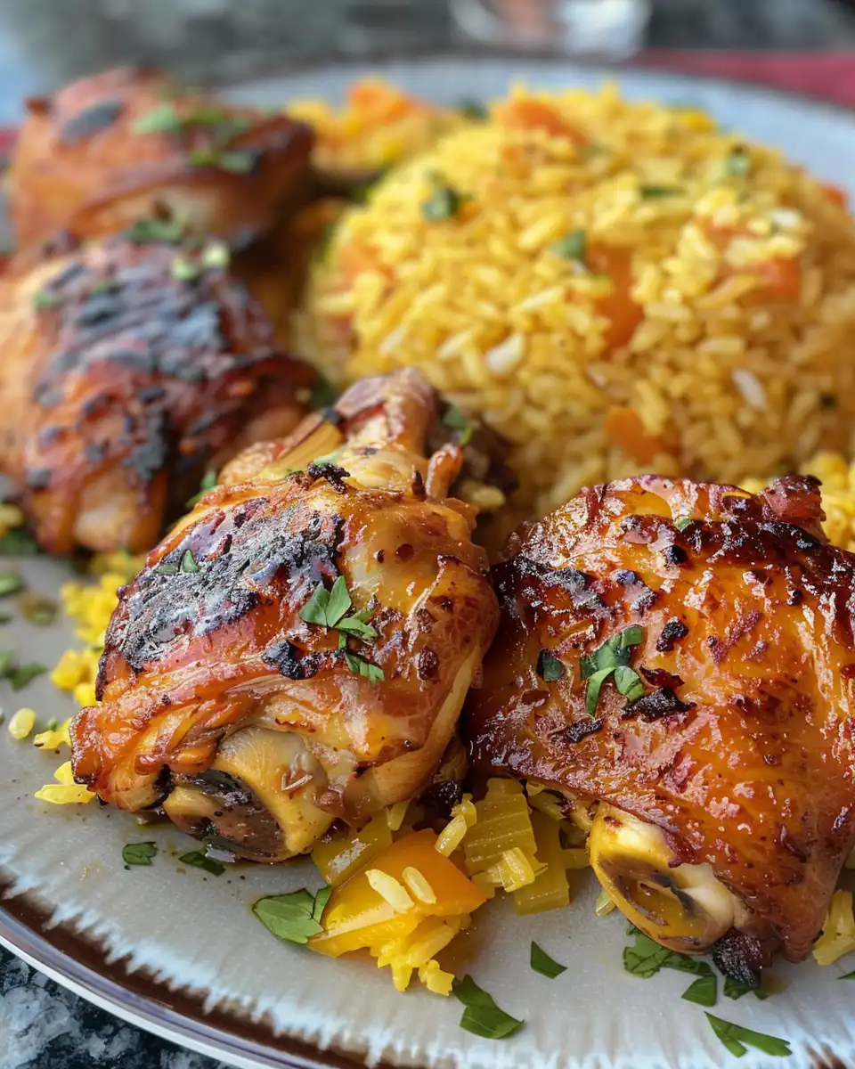 Ingredients for Caribbean jerk chicken and coconut rice