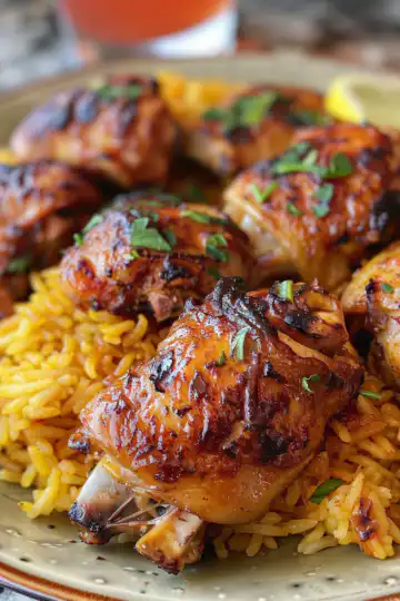 Caribbean Chicken and Rice taken with iphone 15 pro max --iw 2 --ar 4:5 --v 6.0 --raw