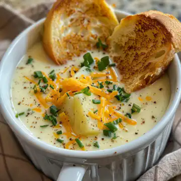 Cheddar Potato Soup taken with iphone 15 pro max --iw 2 --ar 4:5 --v 6.0 --raw
