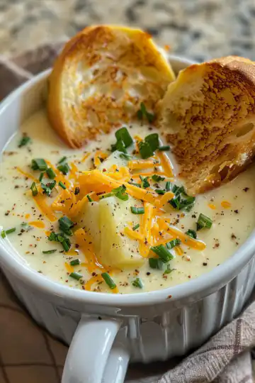 Cheddar Potato Soup taken with iphone 15 pro max --iw 2 --ar 4:5 --v 6.0 --raw