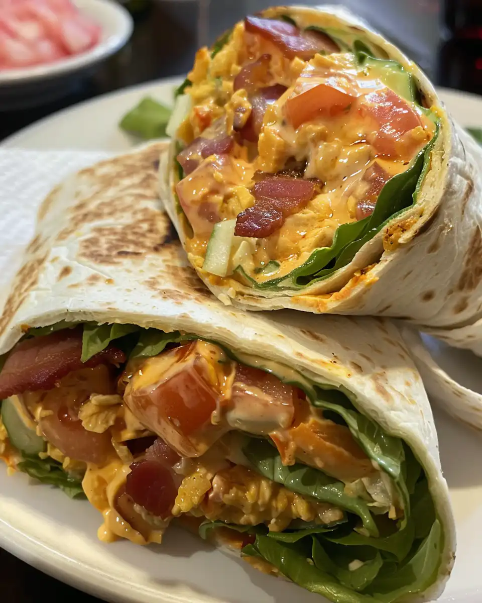 Ingredients for cheesy bacon ranch chicken wraps laid out on table