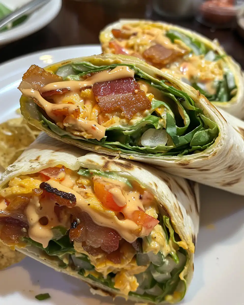 Served cheesy bacon ranch wraps ready to eat on a plate